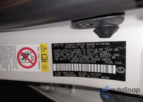 2018 Lexus Es 350 из США, поврежденный, VIN 58ABK1GG2JU111143